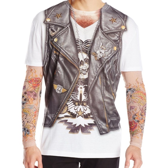FAUX REAL BIKER MOTO TATTOO T SHIRT - Picture 12 of 12